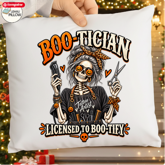 Boo-Tician Skeleton Hair Stylist Halloween PNG SVG, Spooky Graphic