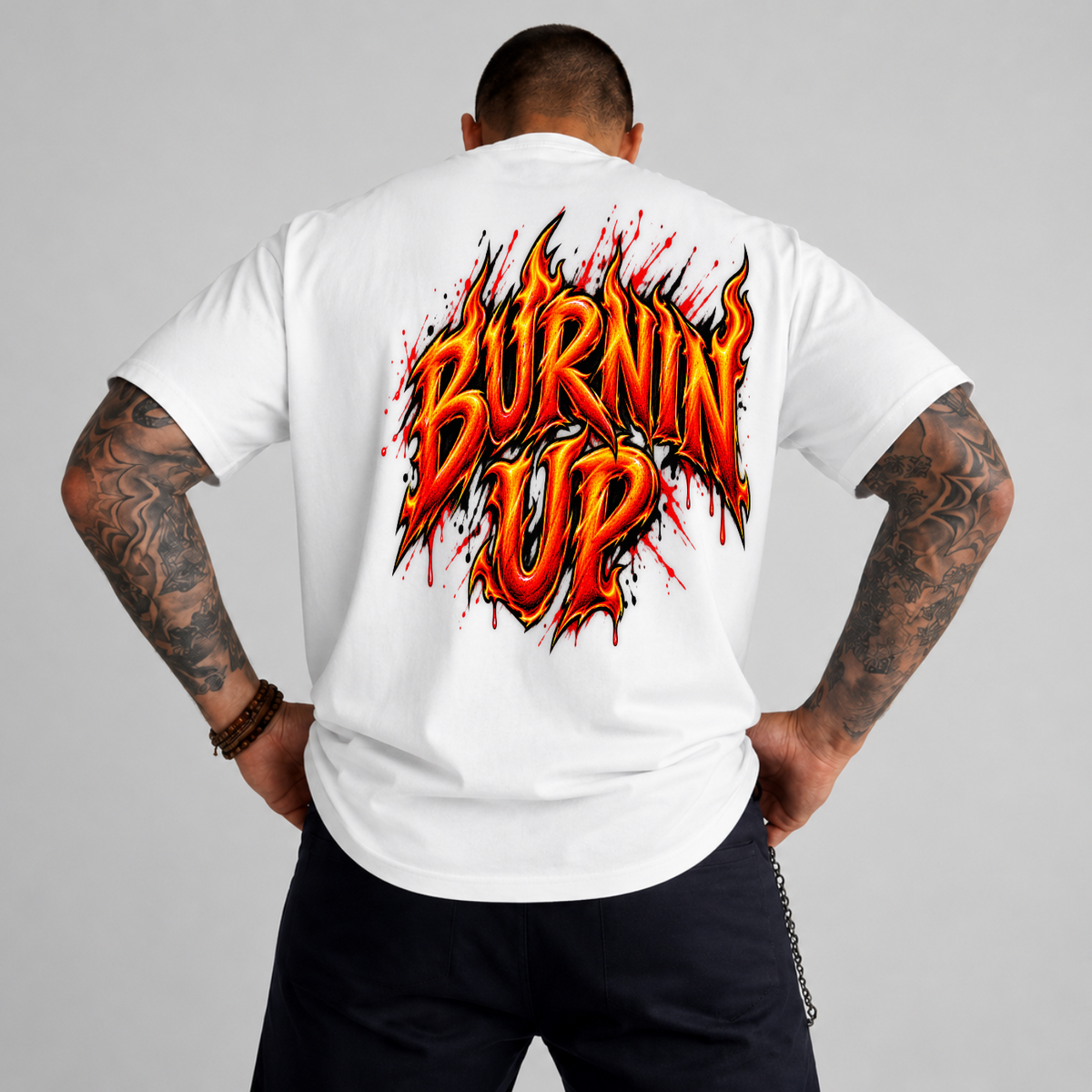 Burnin Up Fiery Flame Typography PNG SVG, Retro Hot Rod Graphic