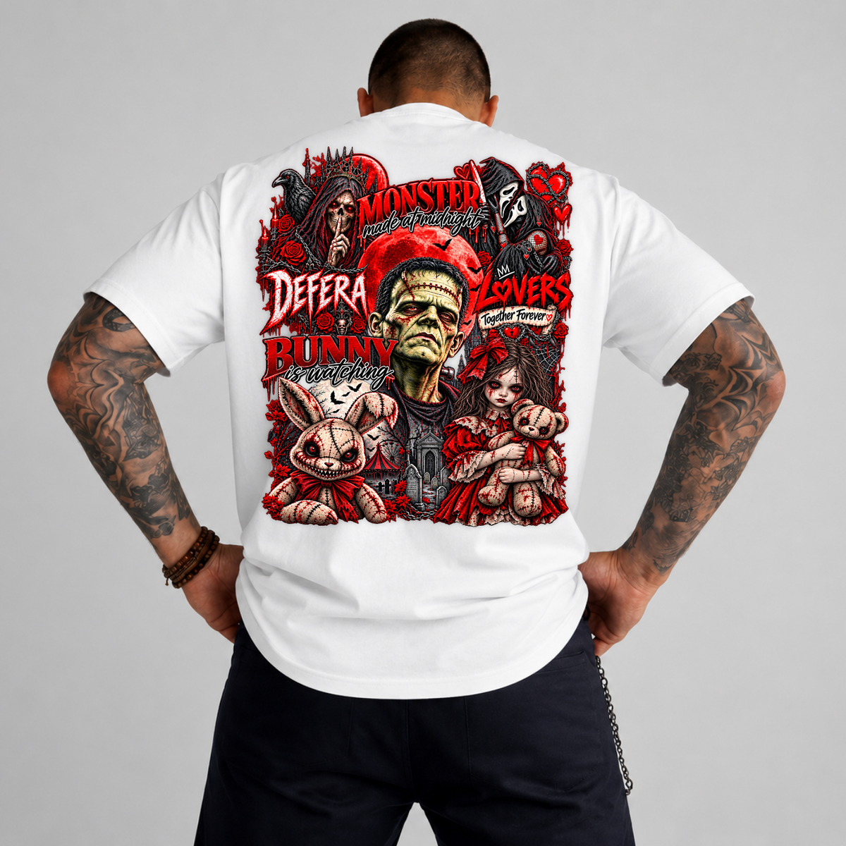 Monster Made At Midnight Dark Horror Collage PNG SVG, Creepy Bunny Graphic