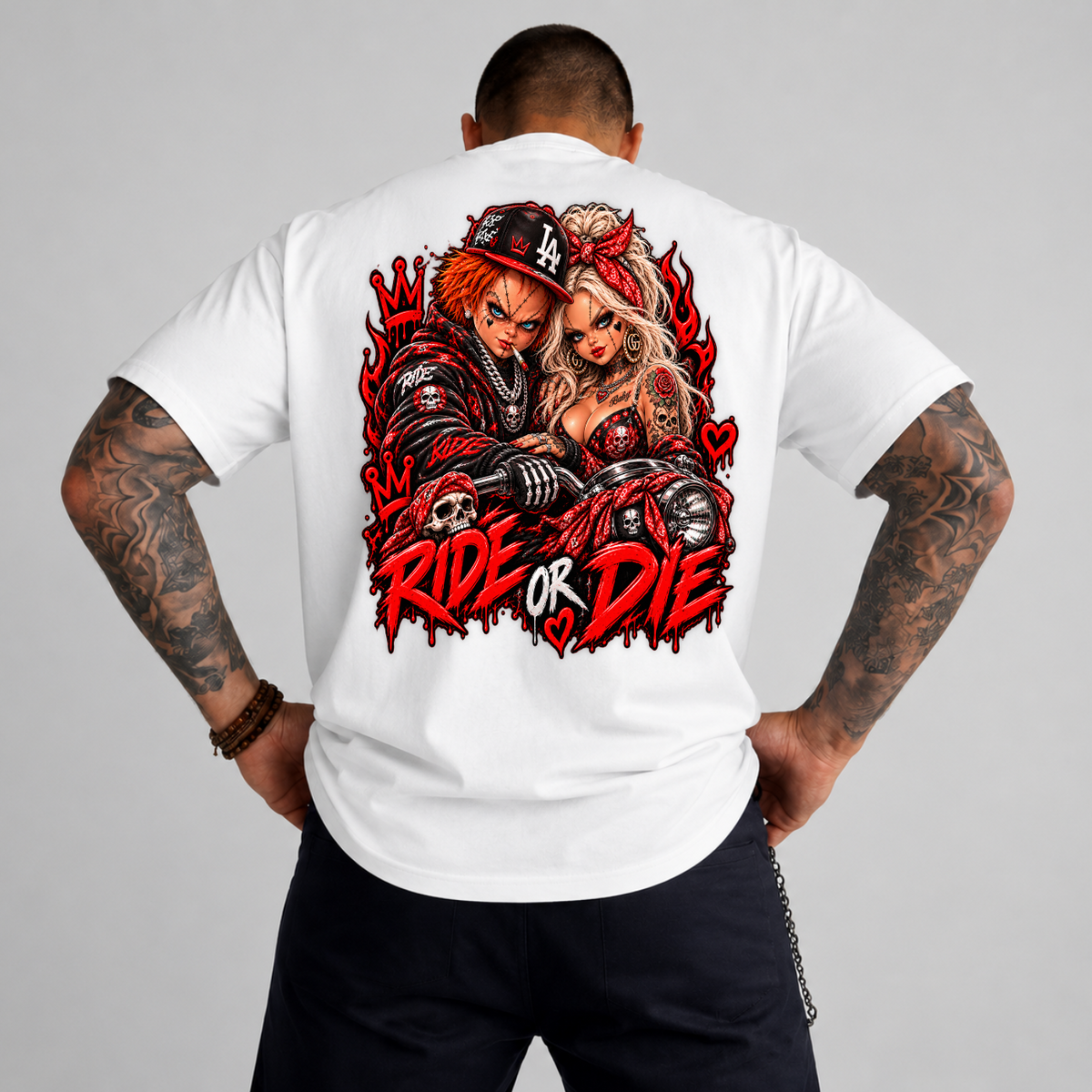 Ride Or Die Chucky and Tiffany Biker Halloween PNG SVG, Urban Horror Graphic