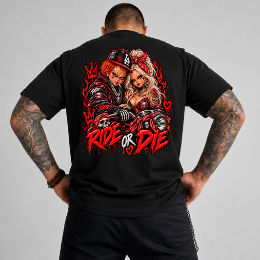 Ride Or Die Chucky and Tiffany Biker Halloween PNG SVG, Urban Horror Graphic