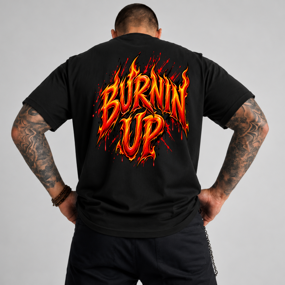 Burnin Up Fiery Flame Typography PNG SVG, Retro Hot Rod Graphic
