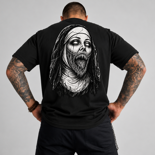 Creepy Nun PNG SVG Design T Shirt Horror Occult Demon Scary Goth Graphic