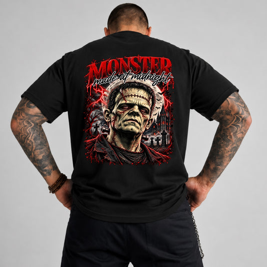 Frankenstein Monster Made at Midnight Horror Halloween PNG SVG, Dark Art Graphic