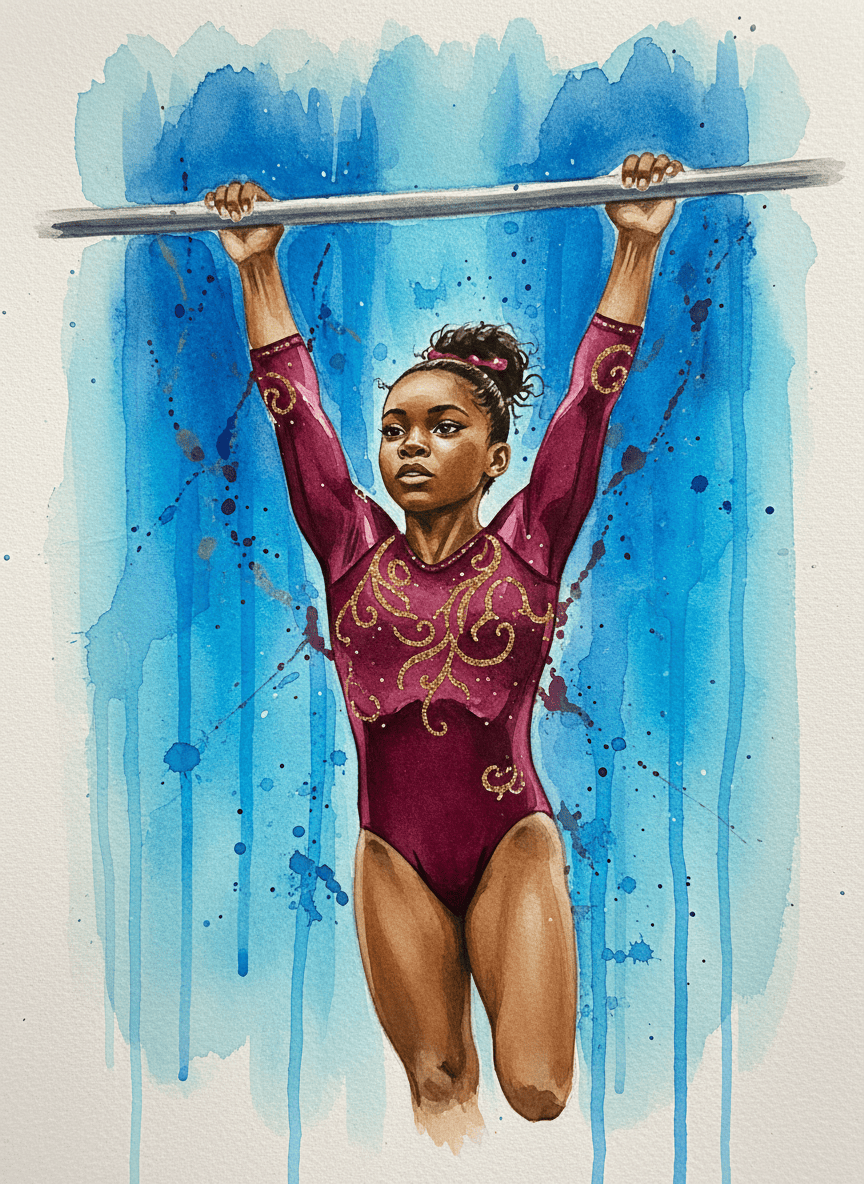 54 Gymnastics Watercolor PNG Clip Art Bundle Black Girl Gymnast Clipart Download