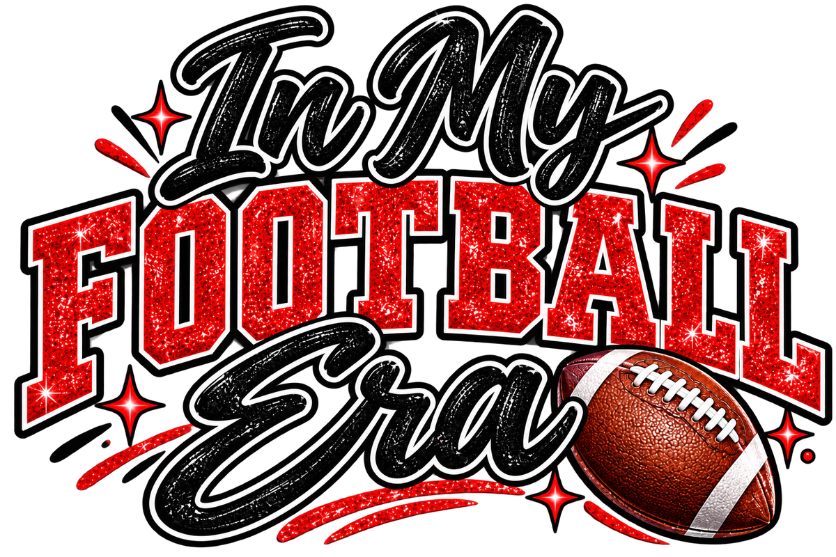 Red Glitter Game Day Football PNG SVG Bundle, 4 Sports Graphics