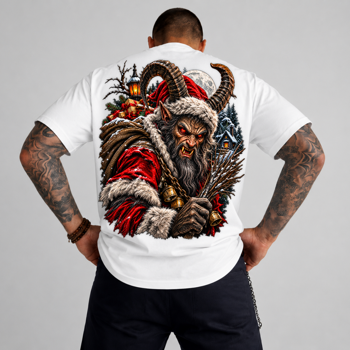 Krampus Evil Christmas Horned Santa PNG SVG, Dark Gothic Holiday Graphic