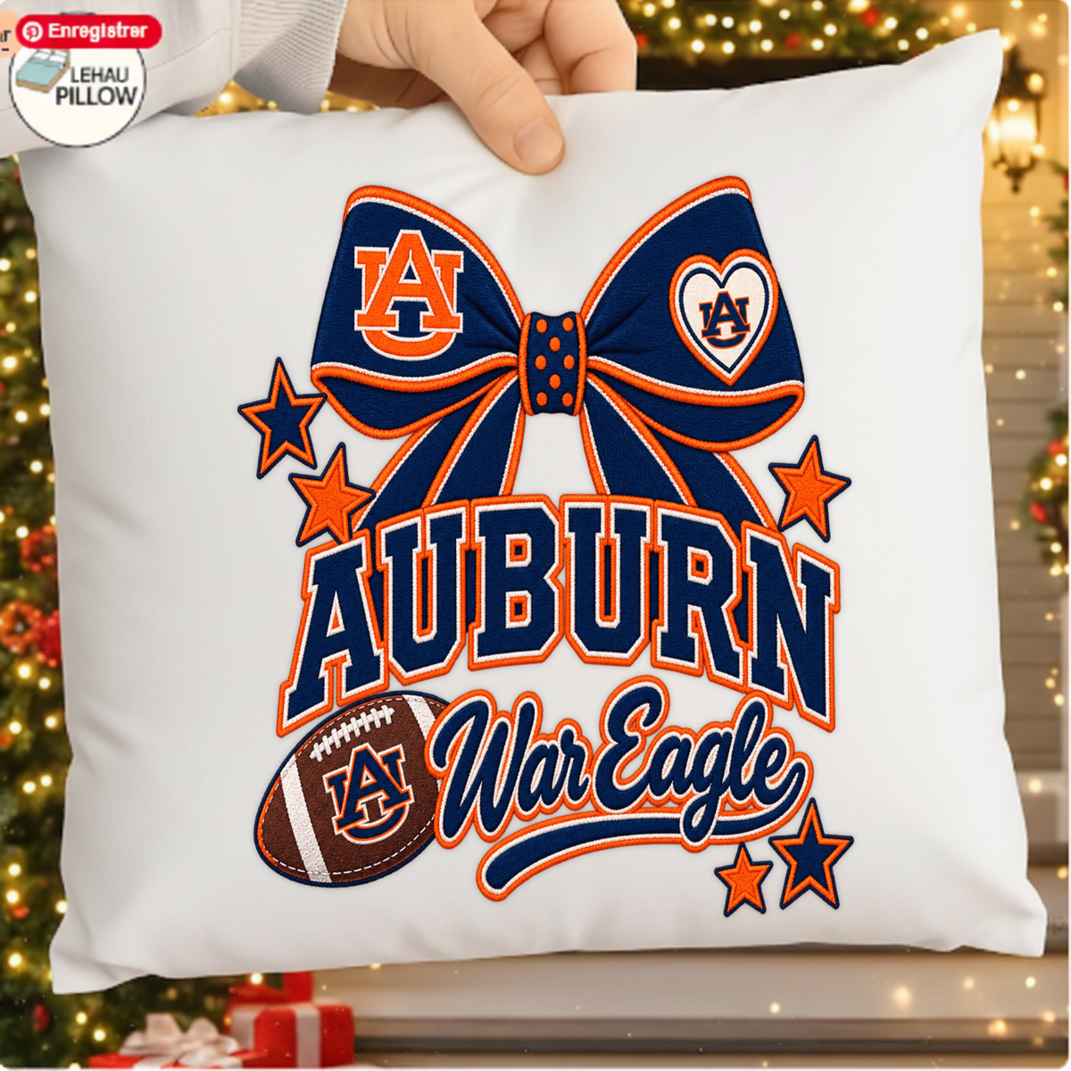 Auburn War Eagle PNG SVG Design T Shirt Football Bow Embroidery Graphic