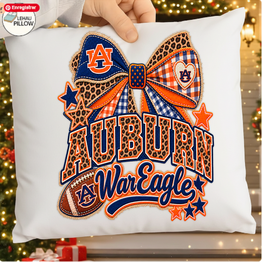 Auburn War Eagle PNG SVG Design T Shirt Football Bow Embroidery Graphic