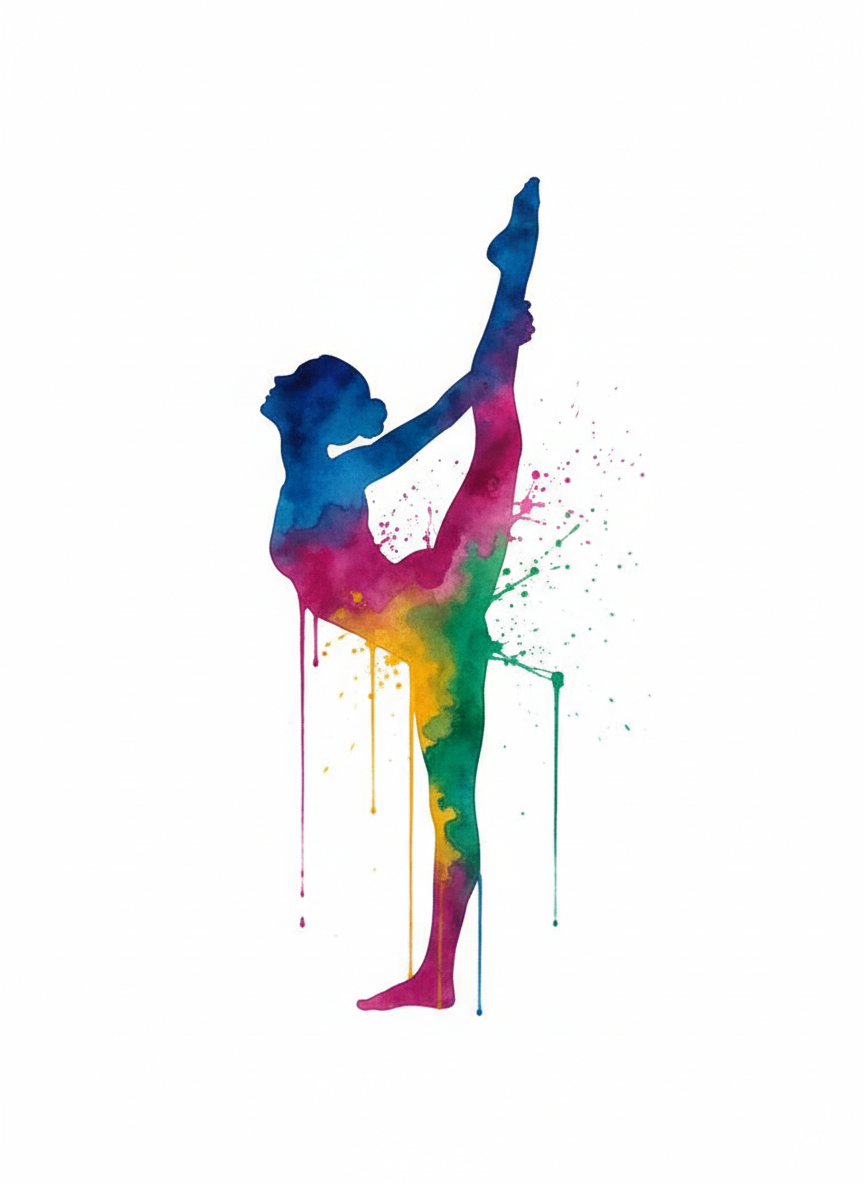 30 Rainbow Gymnastics Watercolor PNG Clip Art Bundle Gymnast Clipart Download