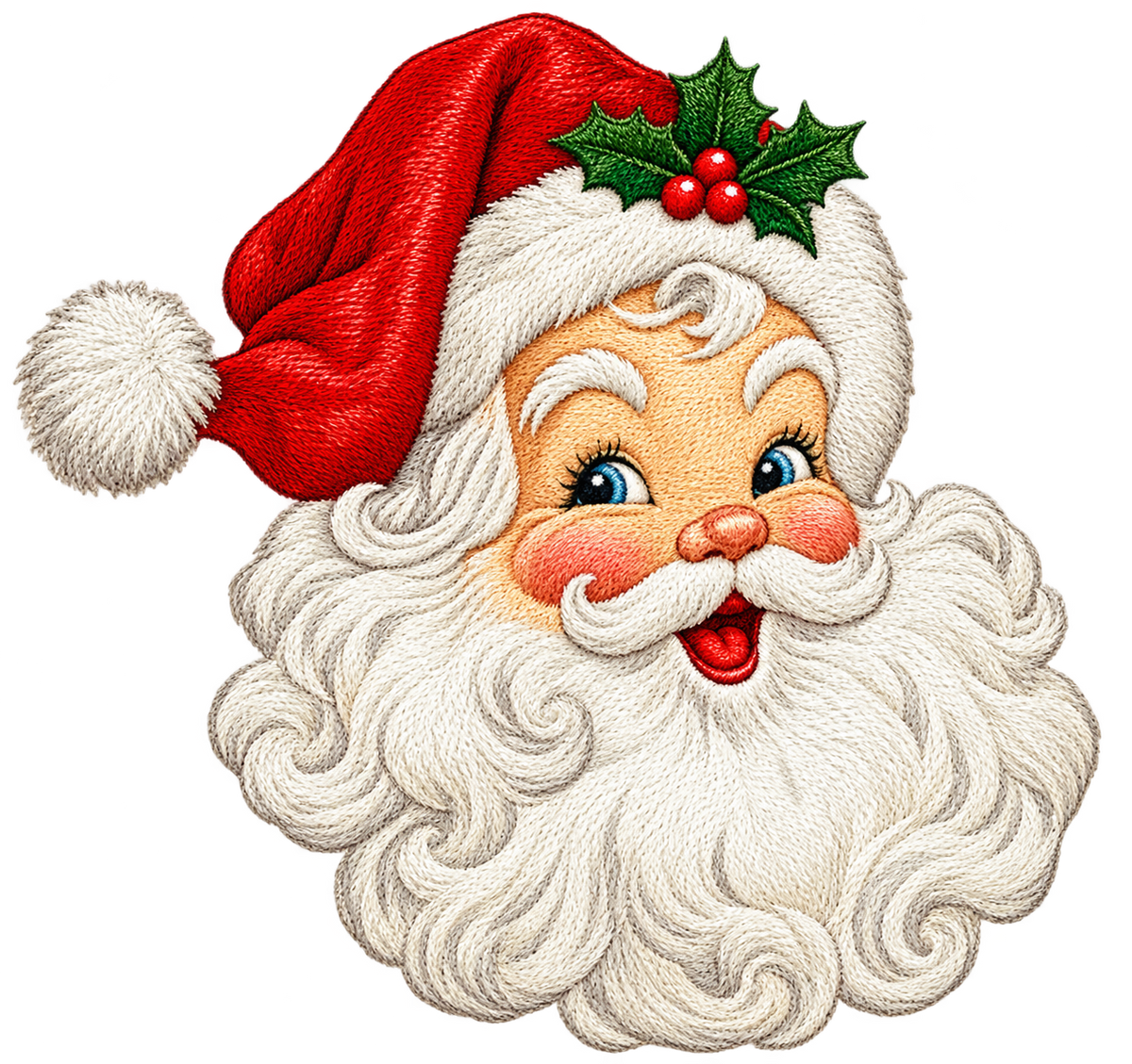 Christmas Santa & Reindeer Woodland Scene Faux Embroidery Bundle PNG SVG, Holiday Graphic