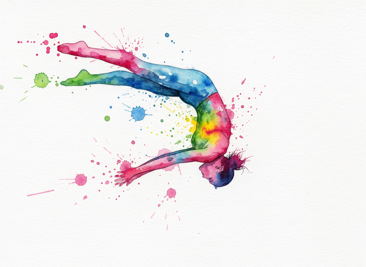30 Rainbow Gymnastics Watercolor PNG Clip Art Bundle Gymnast Clipart Download