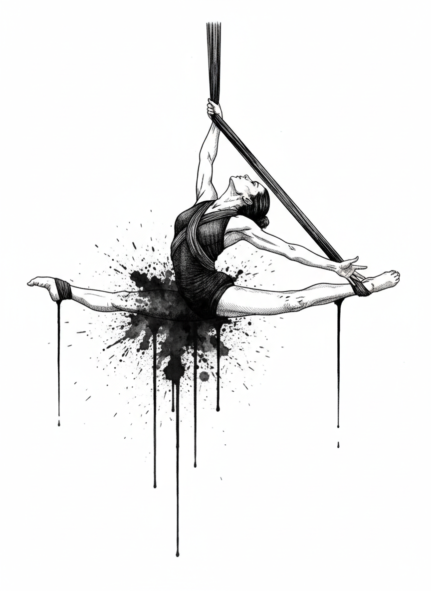 30 Aerial Silks PNG Clip Art Black Ink Contortion Acrobat Clipart Download