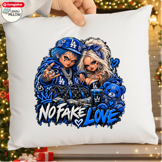 No Fake Love Royal Blue Chucky and Tiffany Halloween PNG SVG, Urban Graphic