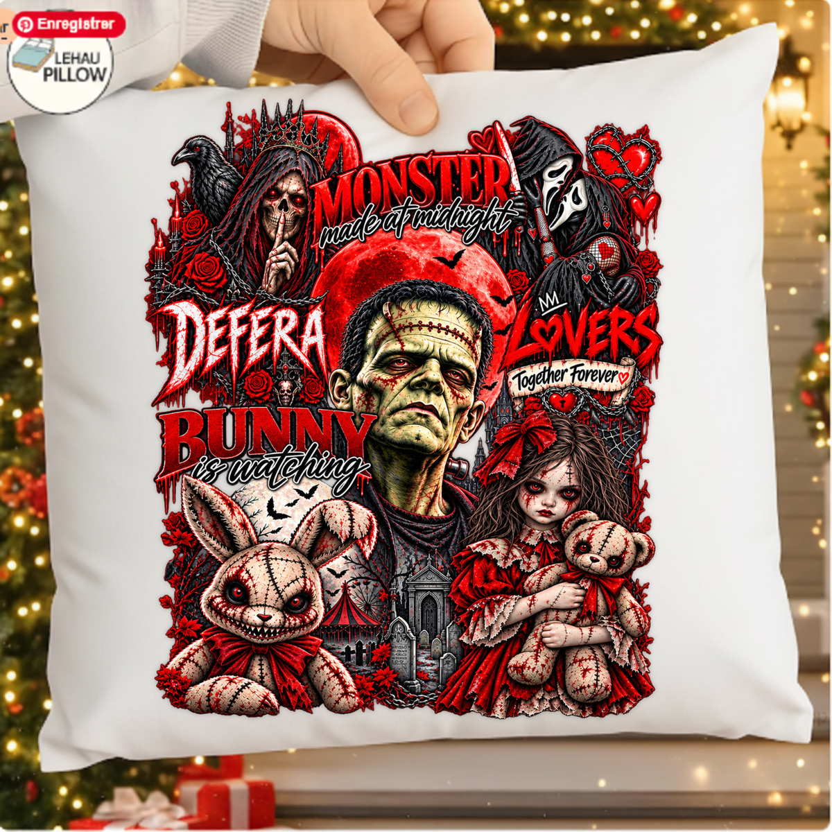 Monster Made At Midnight Dark Horror Collage PNG SVG, Creepy Bunny Graphic