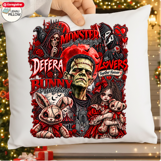 Monster Made At Midnight Dark Horror Collage PNG SVG, Creepy Bunny Graphic