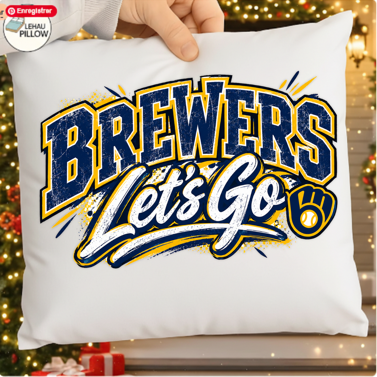 Brewers Let's Go Distressed Glove Logo PNG SVG, Baseball Game Day Graphic
