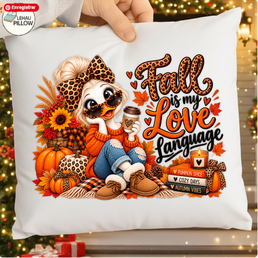 Fall Is My Love Language PNG Design T Shirt Autumn Leopard Duck Graphic