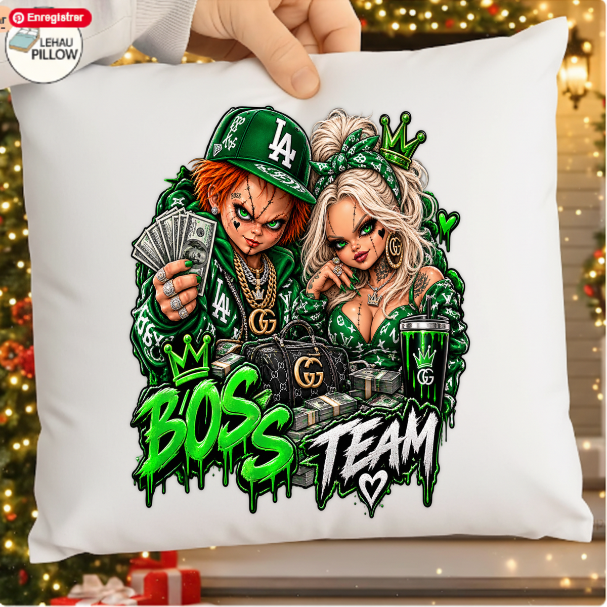 Boss Team Chucky and Tiffany Luxury Streetwear PNG SVG, Urban Horror Graphic