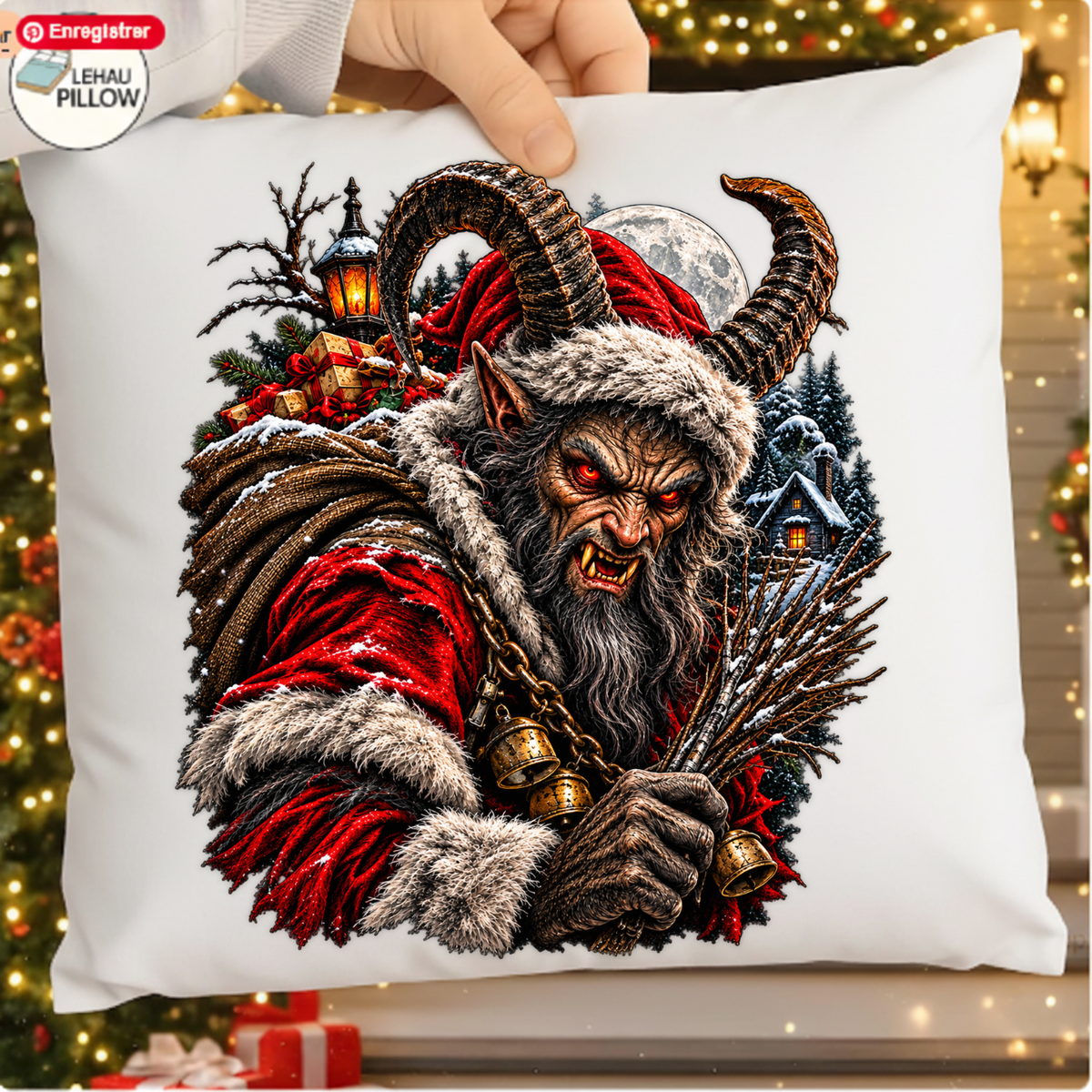 Krampus Evil Christmas Horned Santa PNG SVG, Dark Gothic Holiday Graphic
