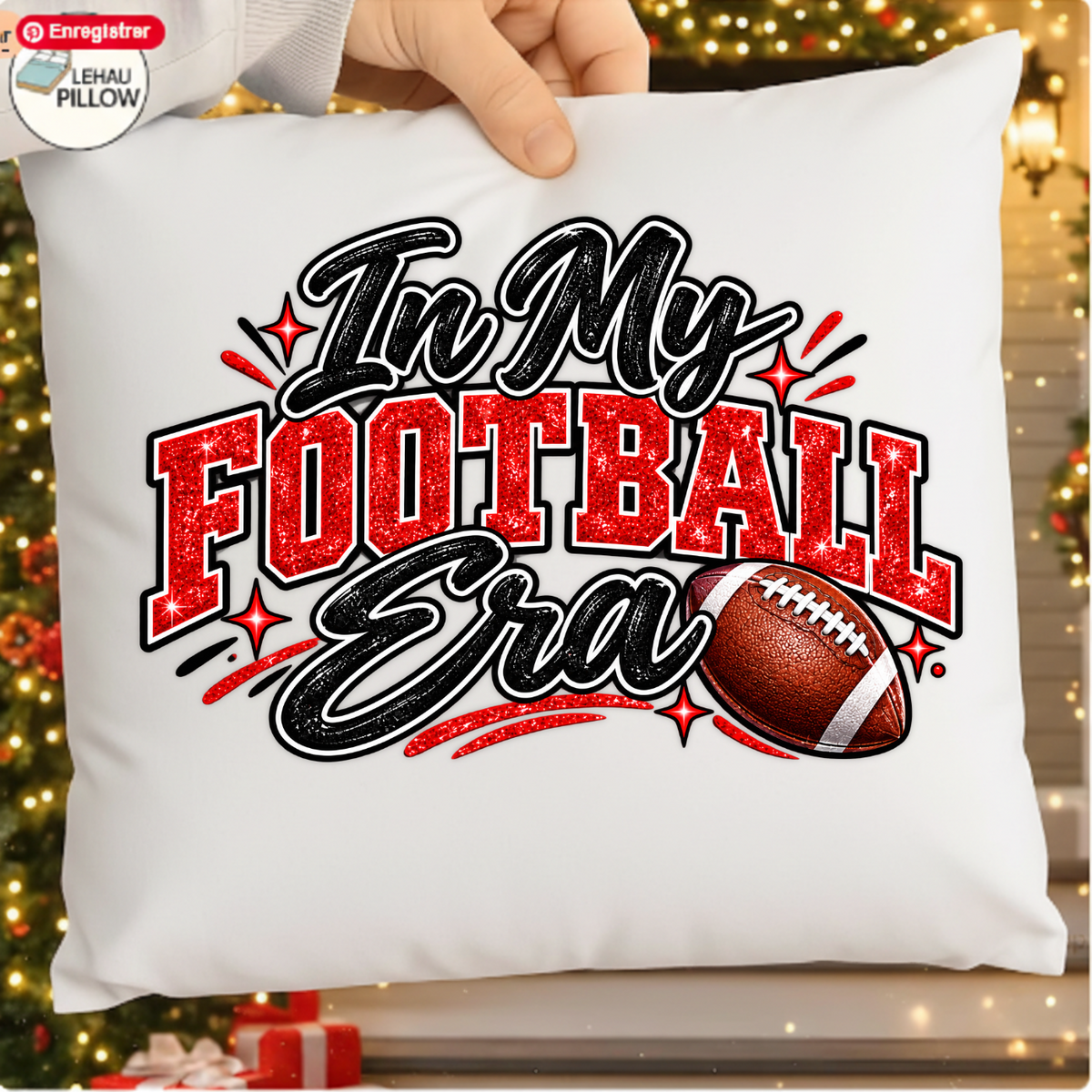 In My Football Era Red Glitter Game Day PNG SVG, Trendy Sports Graphic