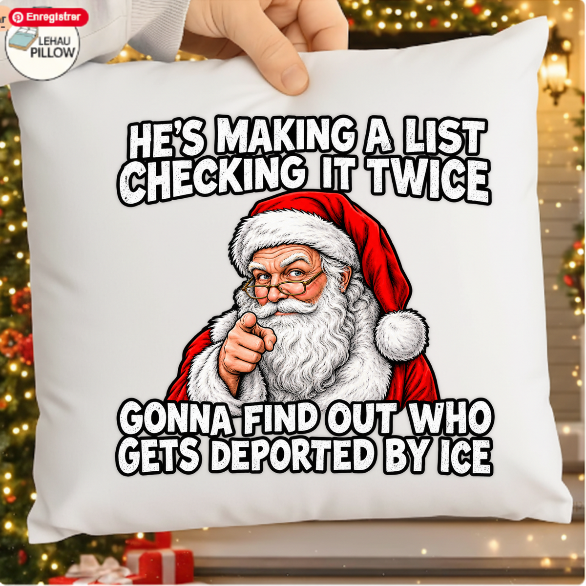 He's Making A List Checking It Twice DEPORTED Pointing Santa PNG SVG