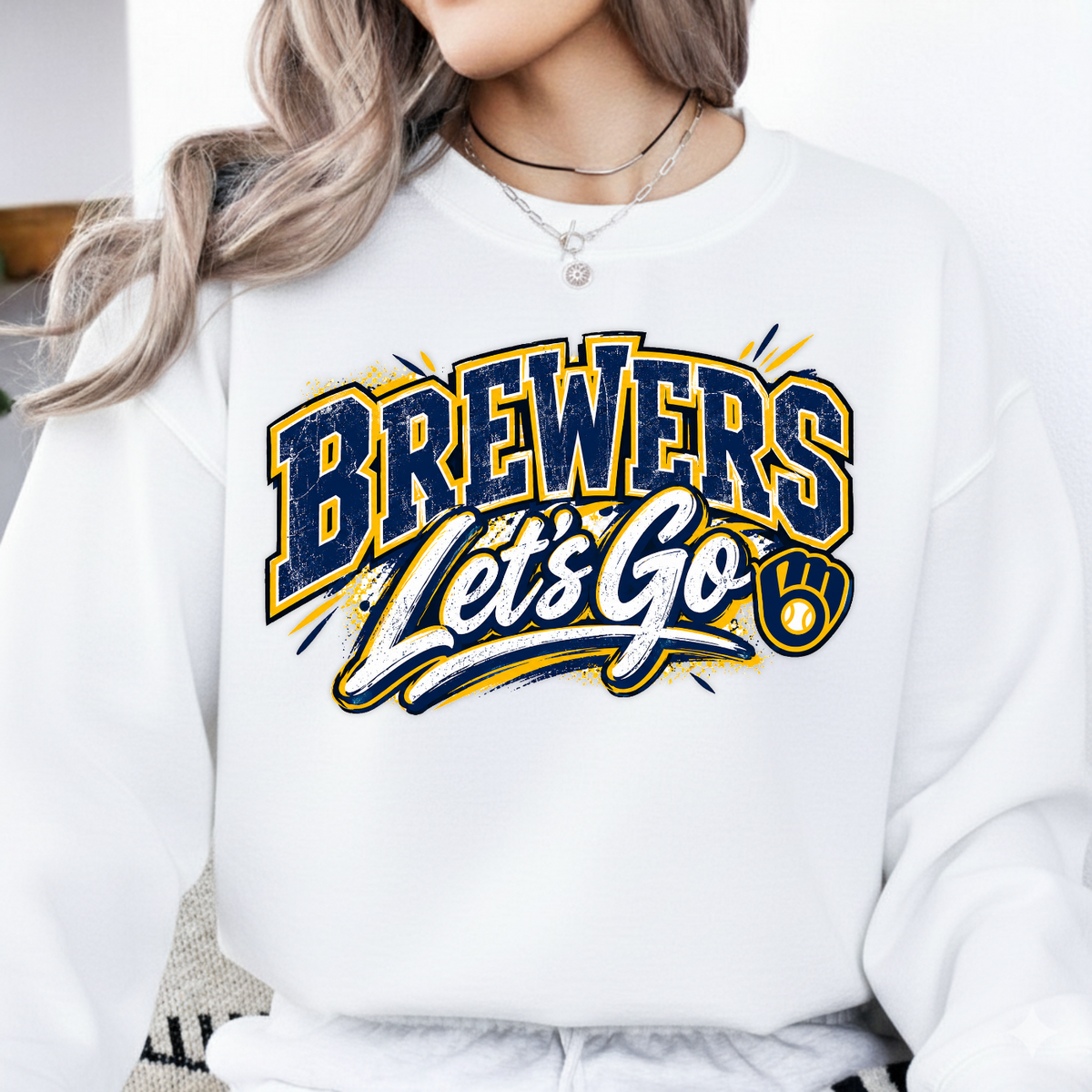 Brewers Let's Go Distressed Glove Logo PNG SVG, Baseball Game Day Graphic