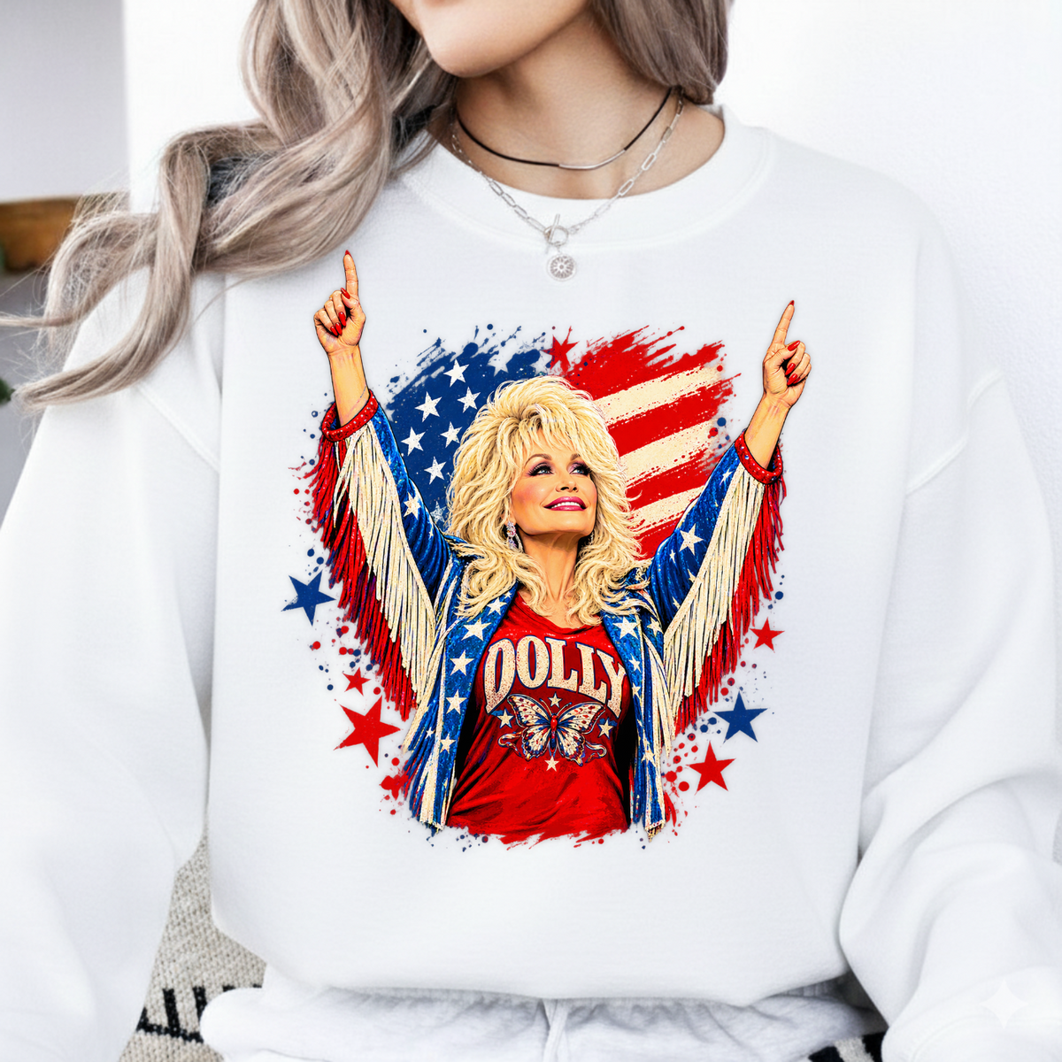 Patriotic Dolly Parton Stars and Stripes PNG SVG, Country Music Graphic