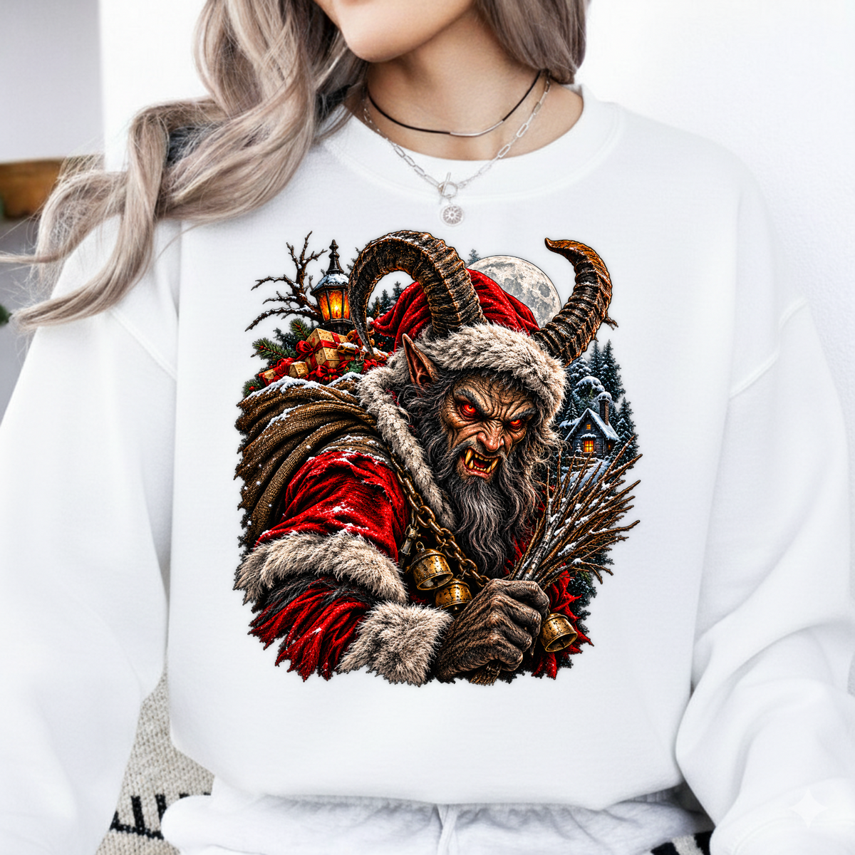 Krampus Evil Christmas Horned Santa PNG SVG, Dark Gothic Holiday Graphic