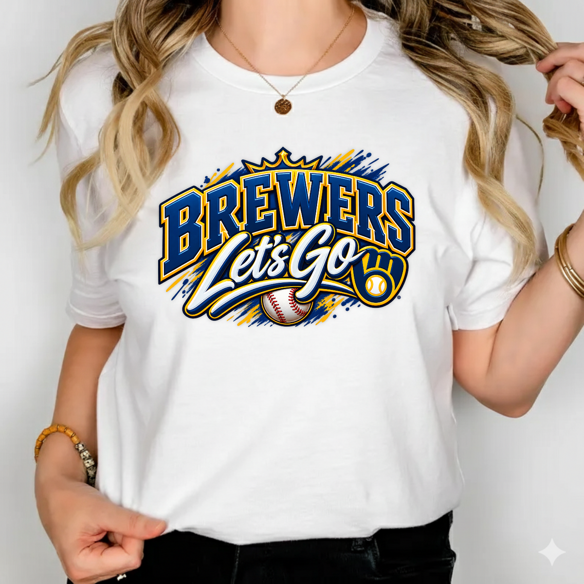 Brewers Let's Go Crown Baseball Emblem PNG SVG, Game Day Graphic