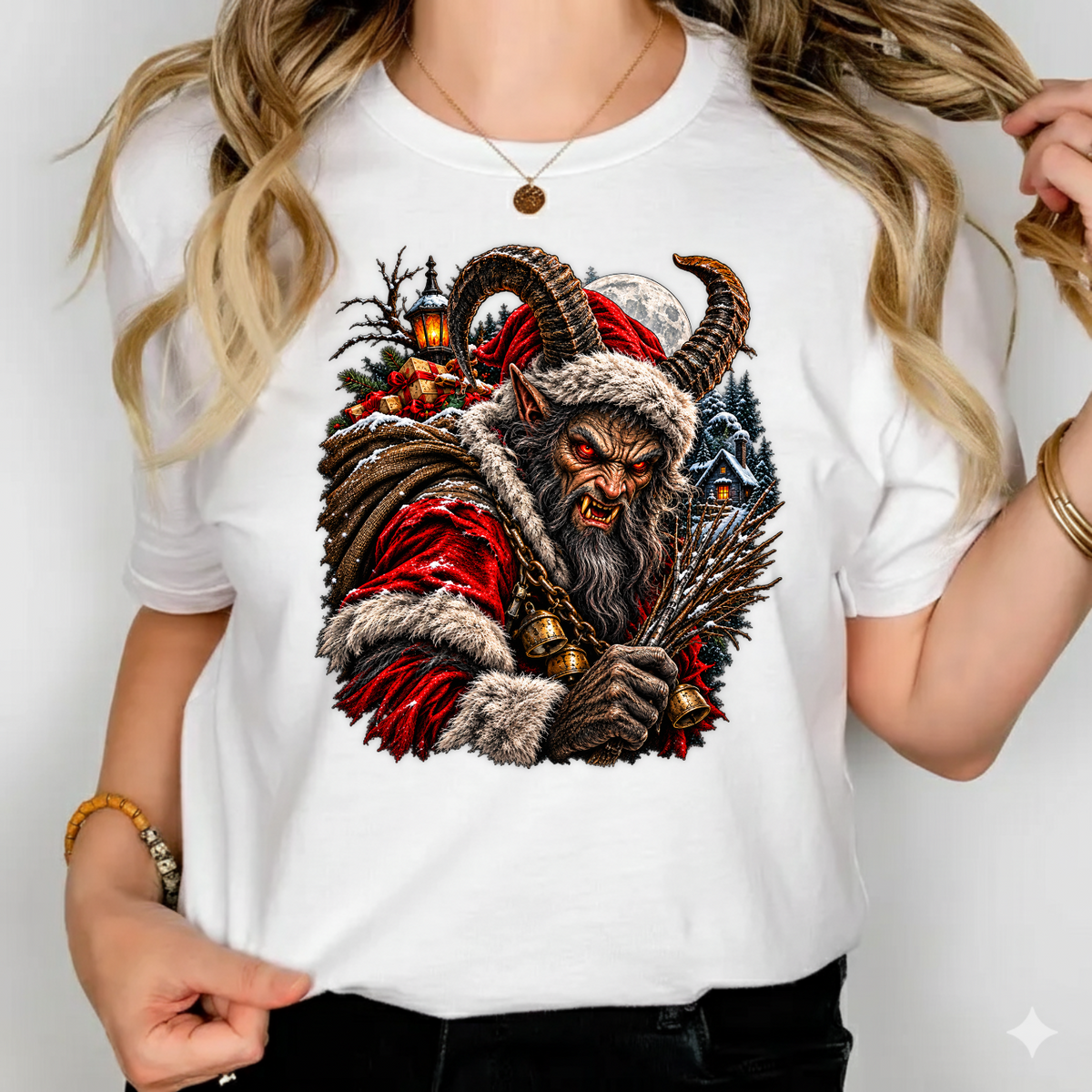 Krampus Evil Christmas Horned Santa PNG SVG, Dark Gothic Holiday Graphic