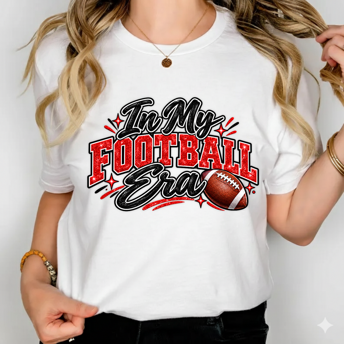 In My Football Era Red Glitter Game Day PNG SVG, Trendy Sports Graphic