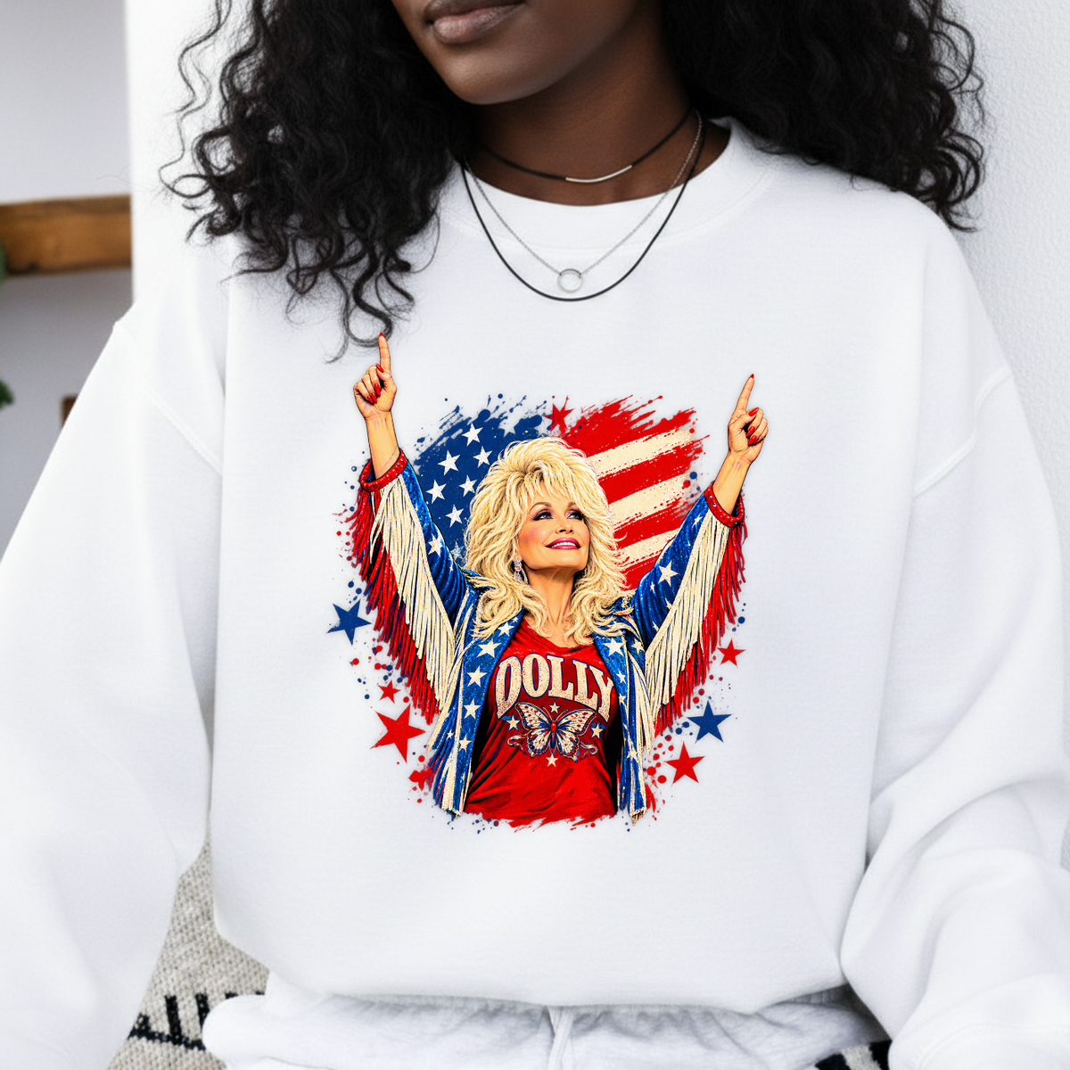Patriotic Dolly Parton Stars and Stripes PNG SVG, Country Music Graphic