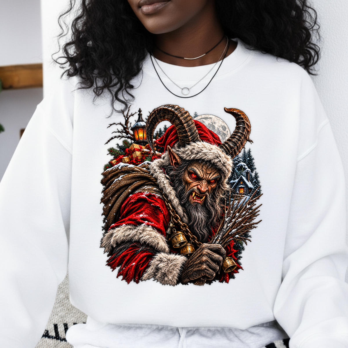Krampus Evil Christmas Horned Santa PNG SVG, Dark Gothic Holiday Graphic