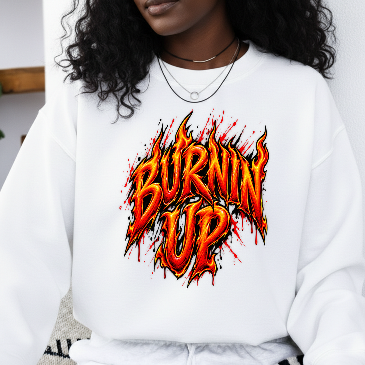 Burnin Up Fiery Flame Typography PNG SVG, Retro Hot Rod Graphic
