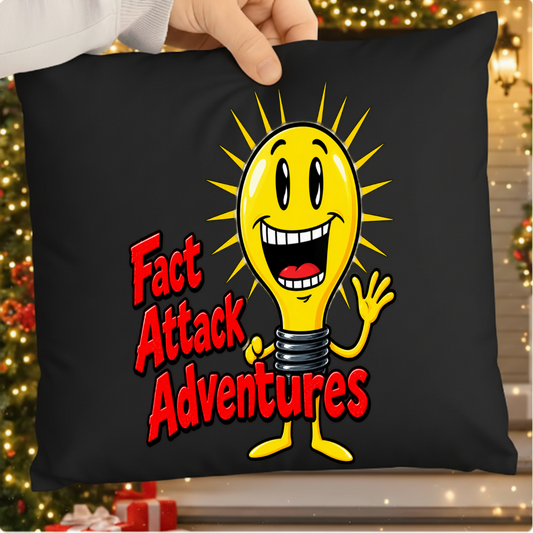 Fact Attack Adventures Light Bulb Cartoon PNG SVG, Educational Kids Teacher Design