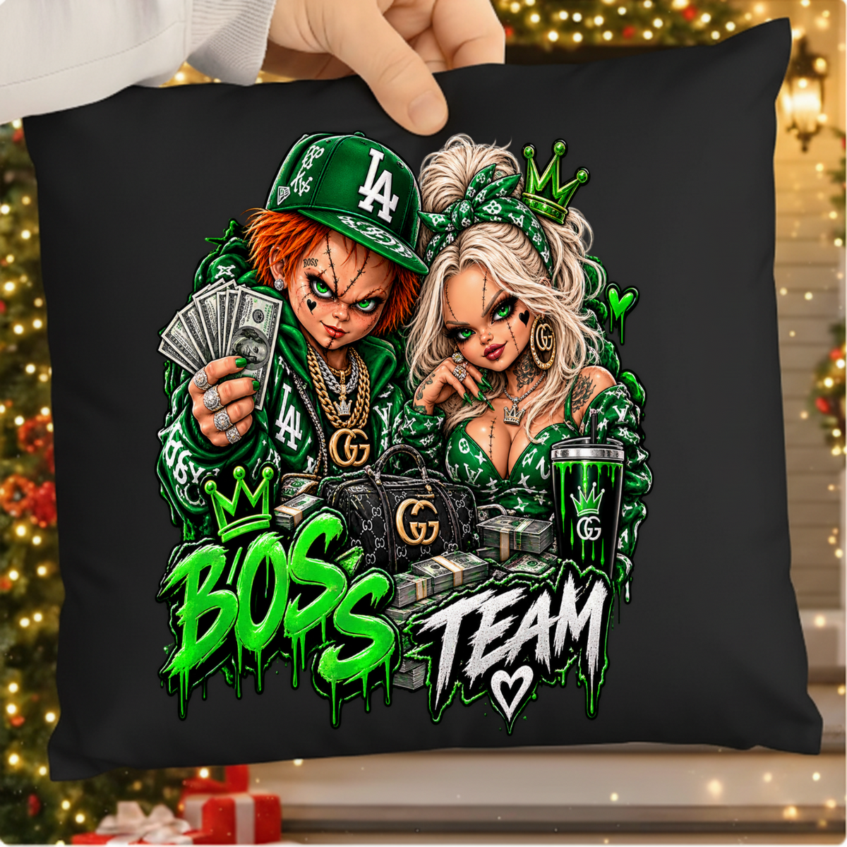 Boss Team Chucky and Tiffany Luxury Streetwear PNG SVG, Urban Horror Graphic